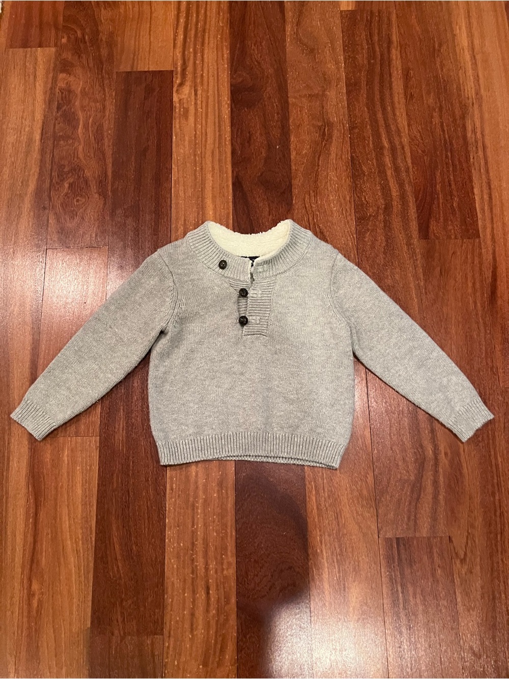Janie and Jack Light Gray Henley Knit Sweater